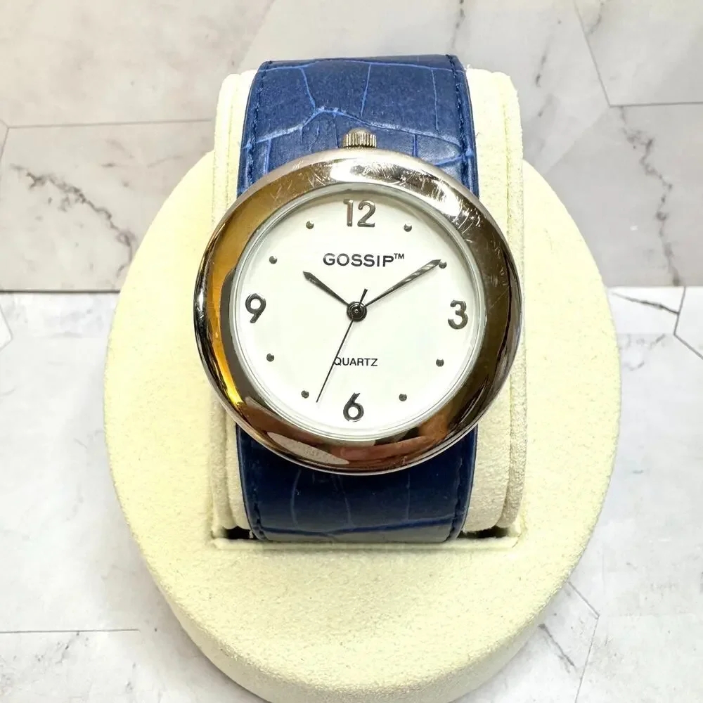 GOSSIP Woman's Watch Set Silver Tone 5 Faux Leather Interchangeable Slap Bands